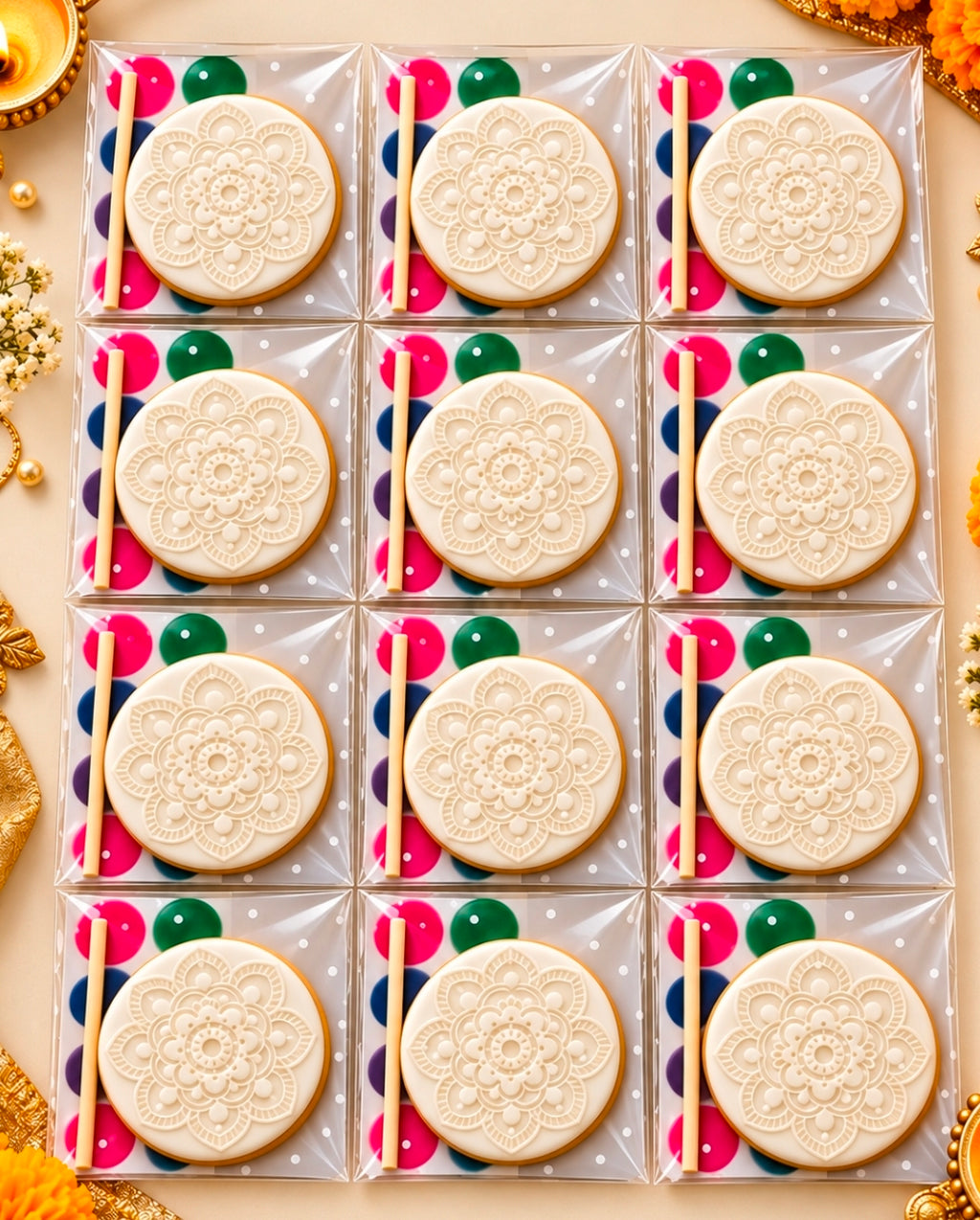 Diwali Paint Your Own Mandala cookie