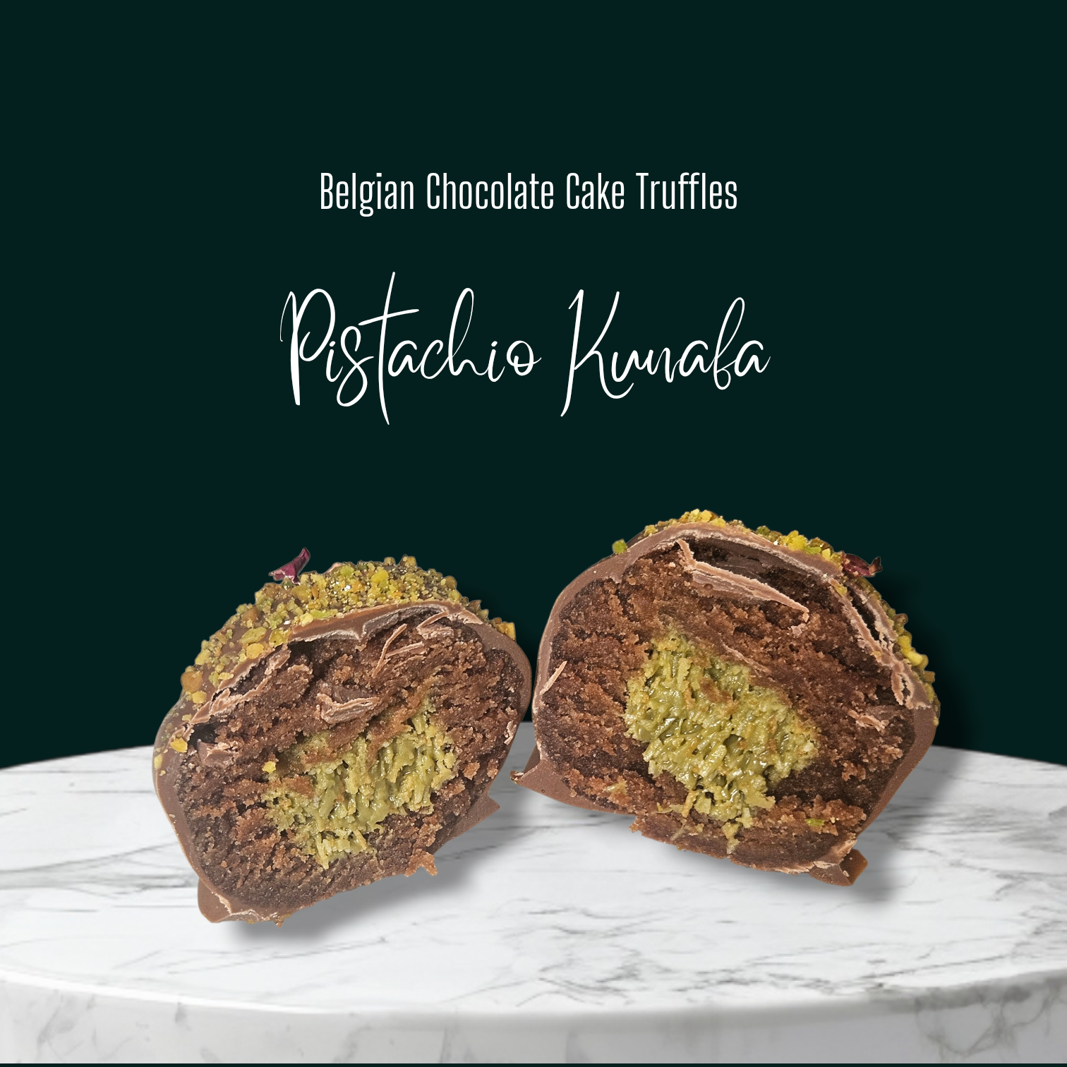 Pistachio Kunafa - Belgian Chocolate Cake Truffles